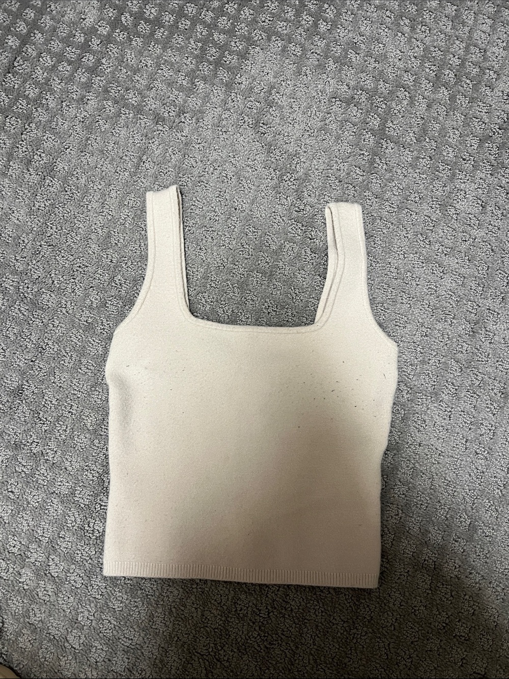 Abercrombie & Fitch Square Neck Knit Tank - Cream